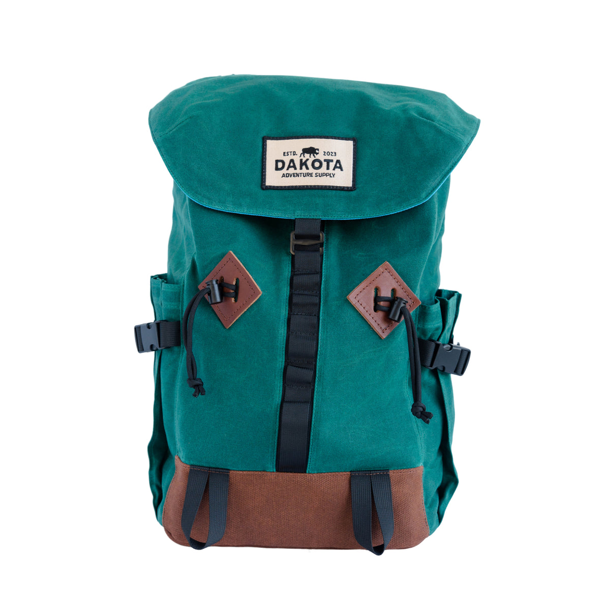 Juniper Green Waxed Canvas Everyday Carry Backpack, front three-quarter view